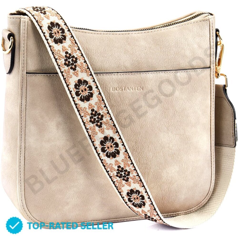 Brand New BOSTANTEN Hobo Bag Gray Trendy Vegan Leather